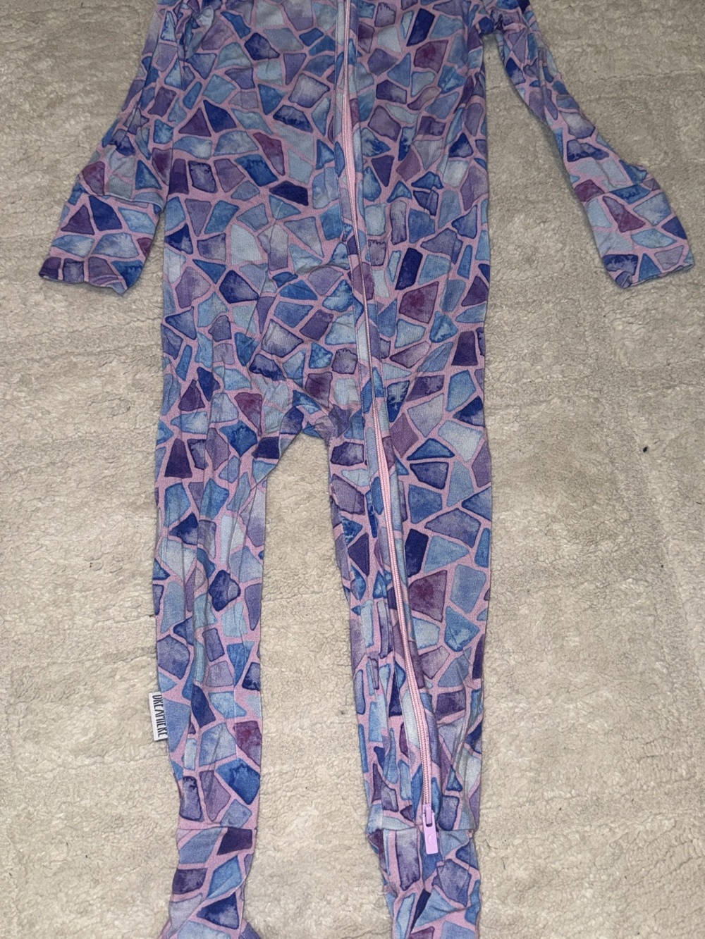 Dreamiere Purple Mosaic Footed Kids One-Piece Zippy